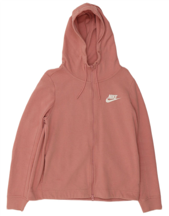 Nike Damen Zip Hoodie Pullover UK 14 Mittelrosa Baumwolle