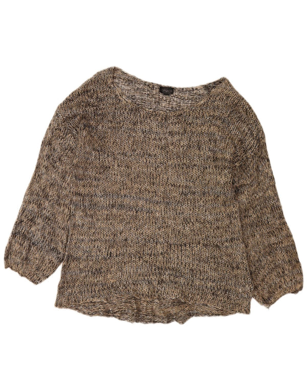Topshop Damen-Pullover mit U-Boot-Ausschnitt, UK 12, mittelbraun gefleckt