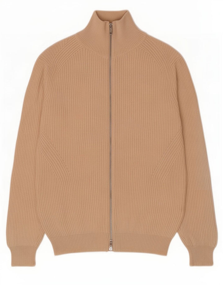 Zara Herren-Strickjacke, groß, beige Baumwolle