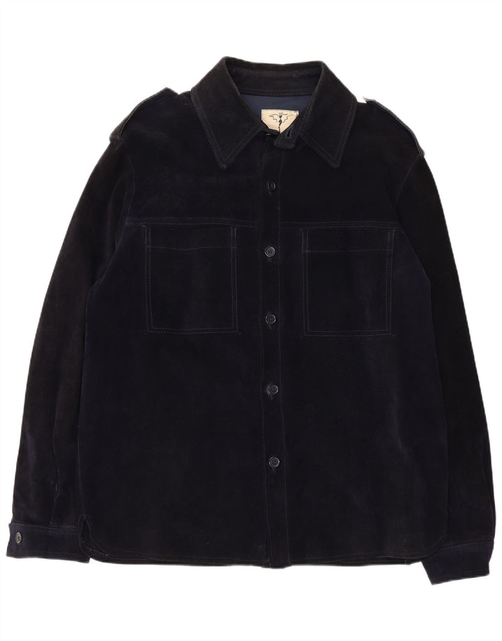 Vintage Herren Militär-Wildlederjacke IT 52 XL Marineblaues Leder