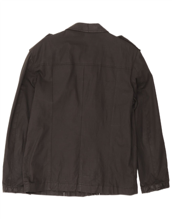 Calvin Klein Herren Militärjacke UK 38 Mittelschwarze Baumwolle