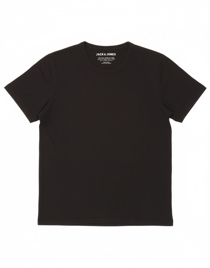 JACK & JONES Mens T-Shirt Top Medium Black Cotton