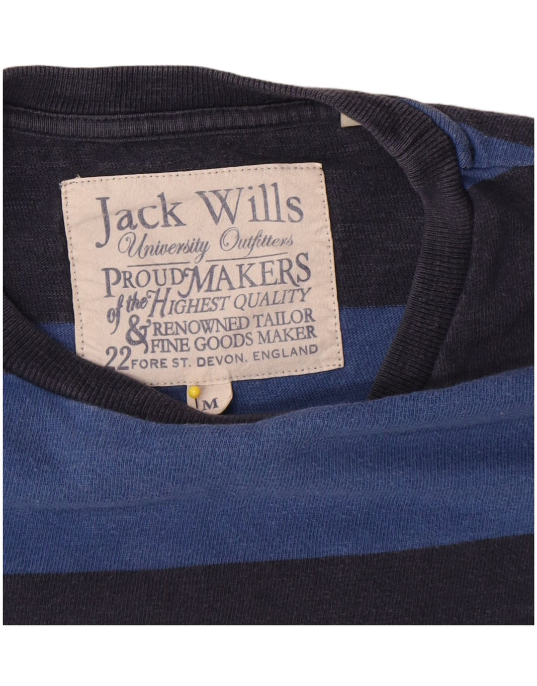 Jack Wills Herren-T-Shirt-Oberteil aus mittelblauer, gestreifter Baumwolle