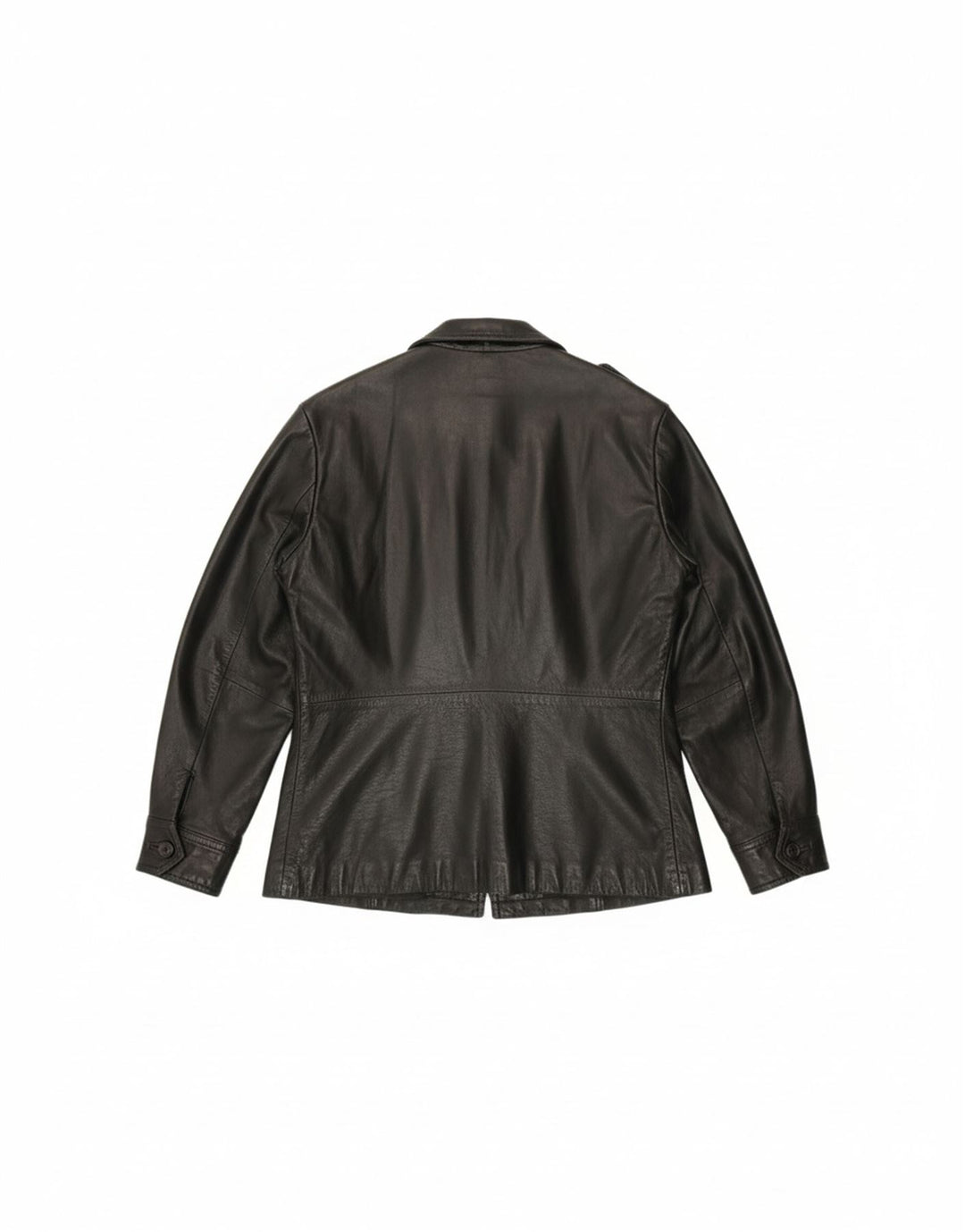 VINTAGE Womens Leather Jacket IT 44 Medium Black Leather