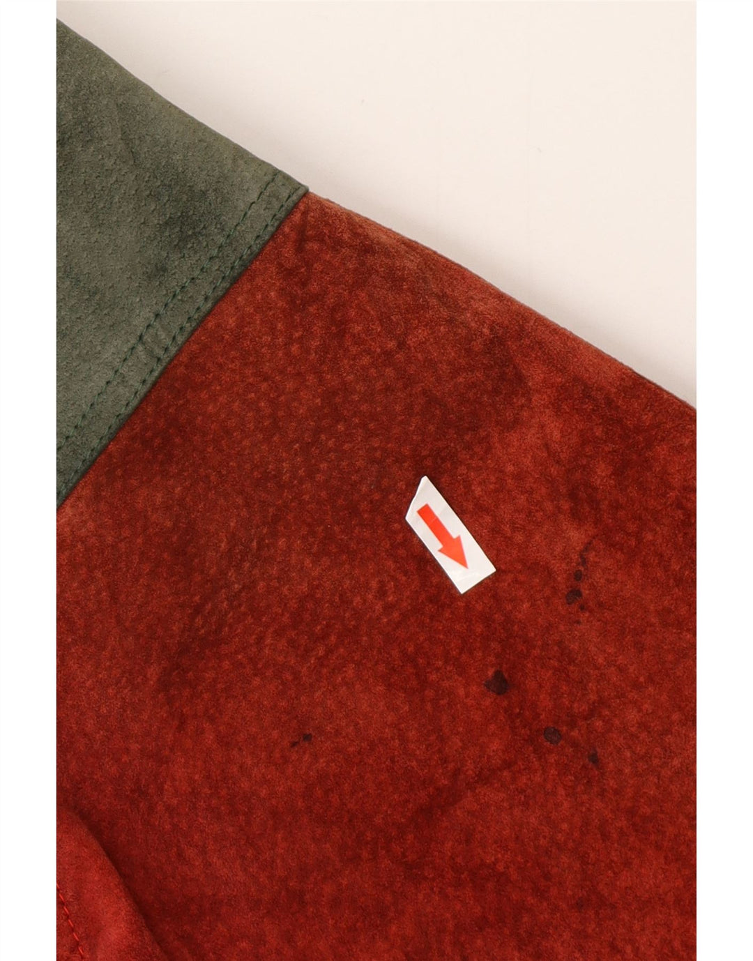 VINTAGE Herren-Bomberjacke aus Wildleder mit lockerer Passform, UK 38, Mittelrot, Farbblock