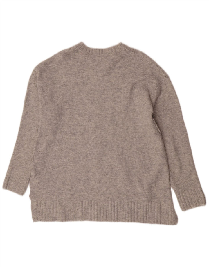 Marks & Spencer Damen-Pullover mit Rundhalsausschnitt, UK 14, mittelgraues Acryl