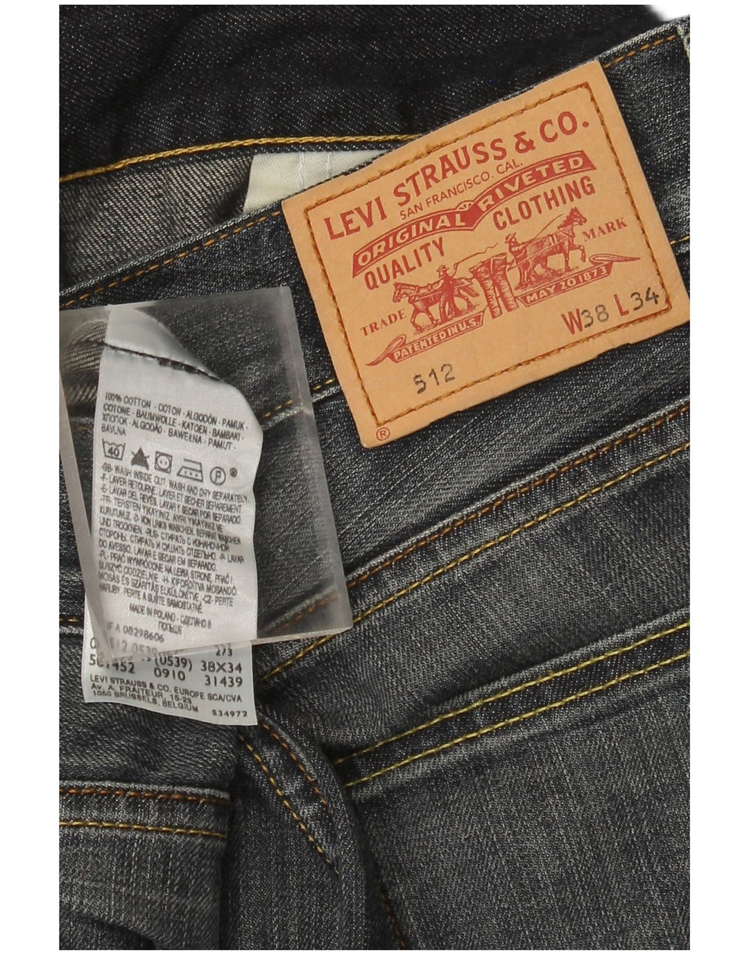 Levi's Herren 512 Bootcut Jeans W38 L34 Blaue Baumwolle