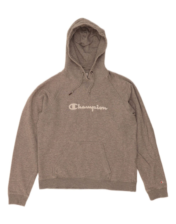 Champion Womens Graphic Hoodie Pullover UK 14 Mittelgraue Baumwolle