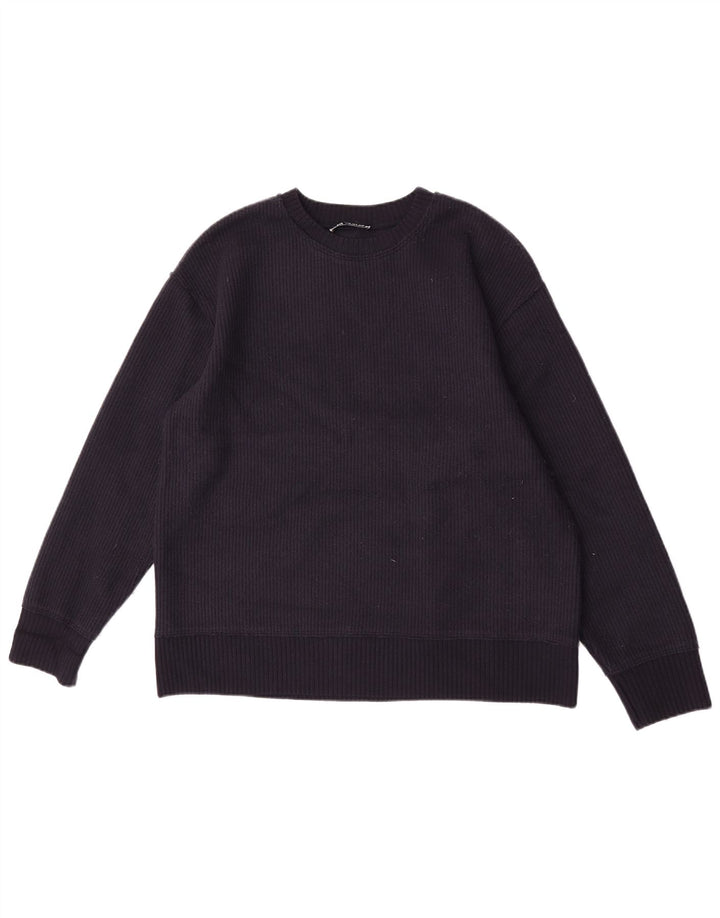 Zara Damen-Pullover mit Rundhalsausschnitt, UK 14, mittlere marineblaue Viskose