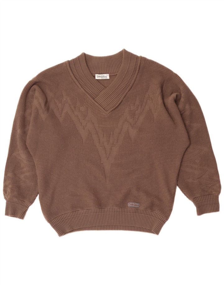 Carlo Colucci Herren-Pullover mit V-Ausschnitt, XL, Braun