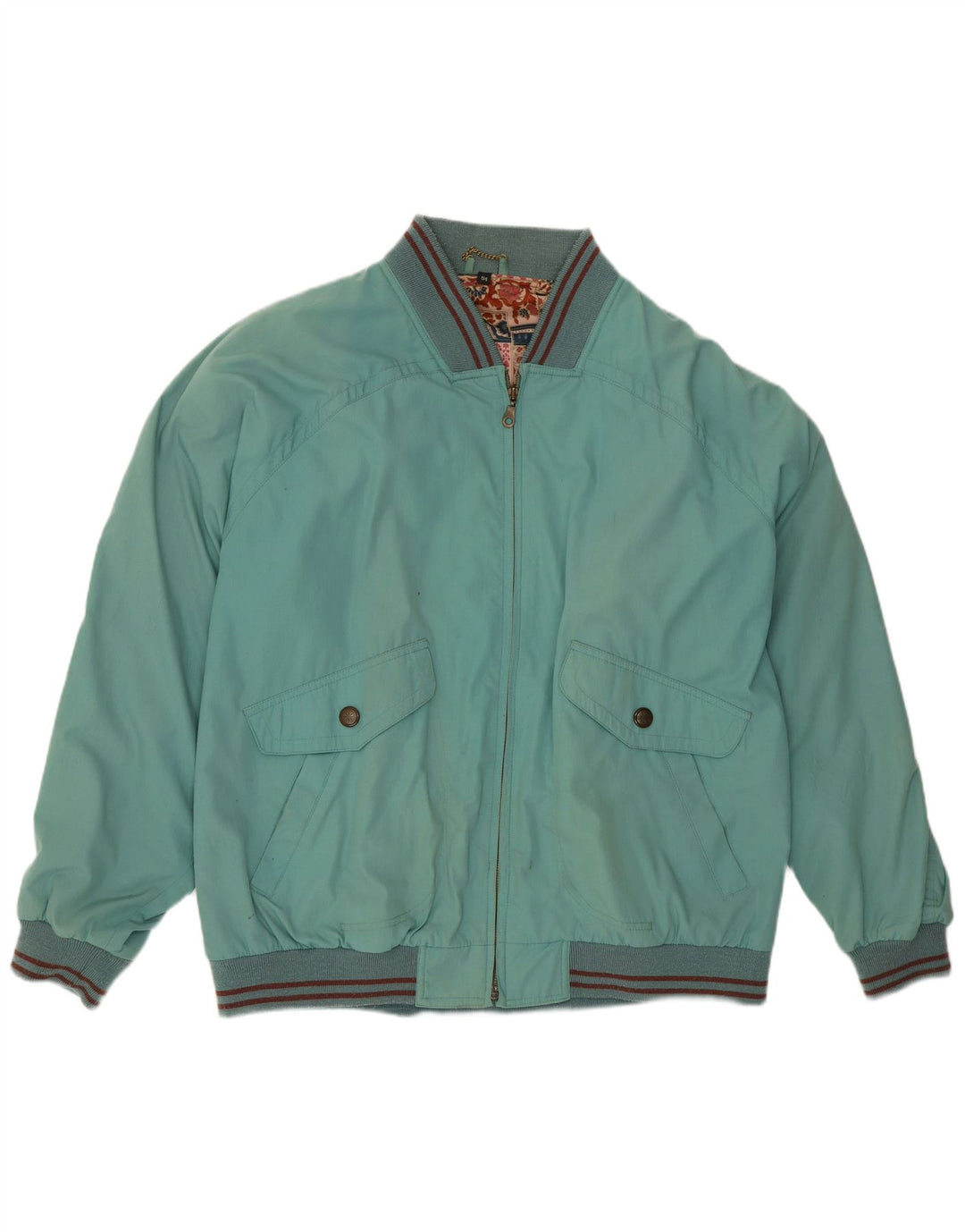 Vintage Herren Bomberjacke IT 54 2XL Blau gestreift Polyester
