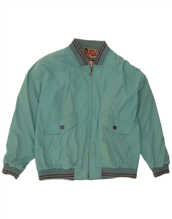 Vintage Herren Bomberjacke IT 54 2XL Blau gestreift Polyester
