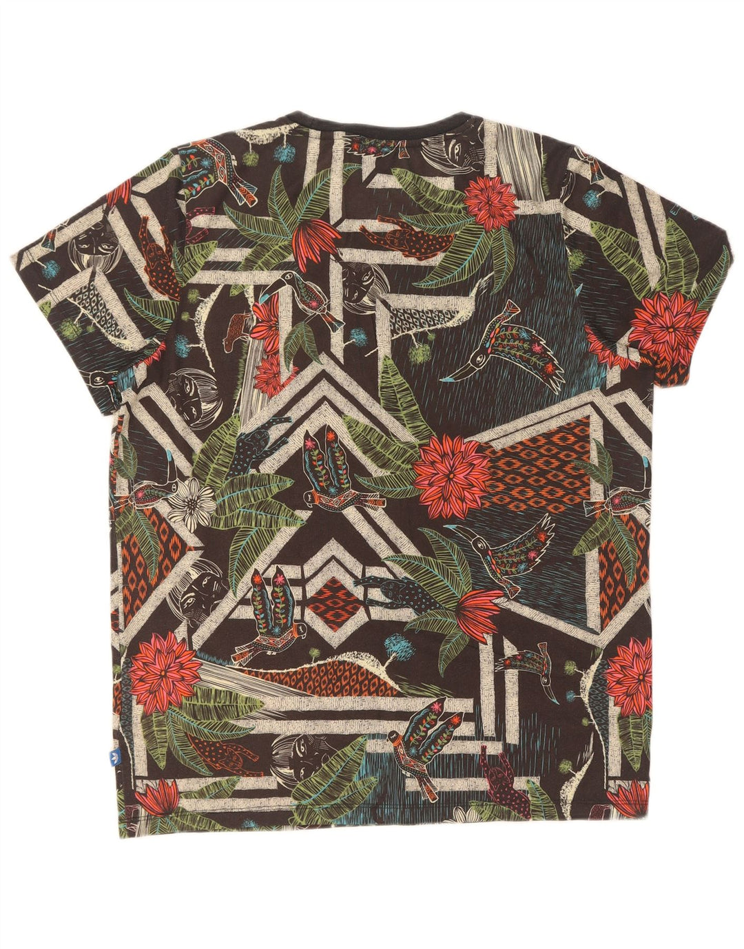 Adidas Damen Grafik T-Shirt Top UK 14 Medium Mehrfarbig Blumen