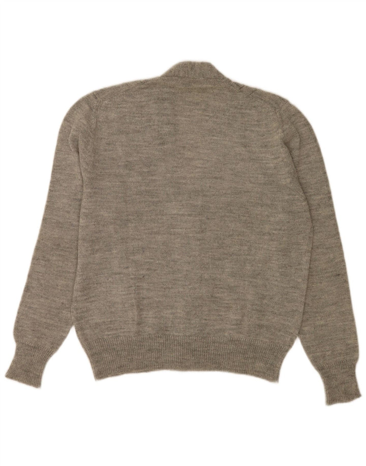 Vintage Herren Cardigan Pullover Mittelgrau meliert