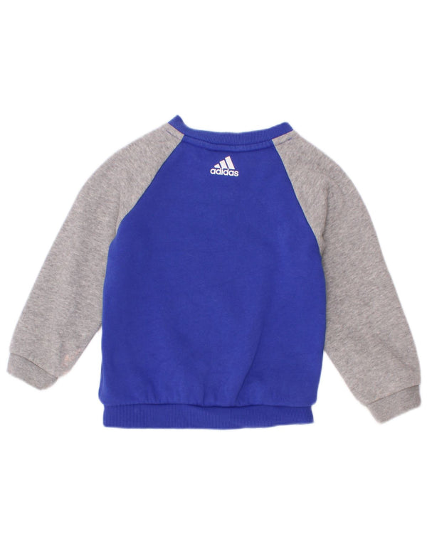 Adidas Baby-Jungen-Sweatshirt mit Grafik, 12–18 Monate, blaues Farbblockdesign