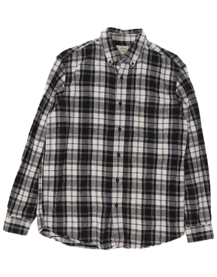 L.L.Bean Herren-Flanellhemd mit leichter Passform, mittelschwarz, kariert, Baumwolle