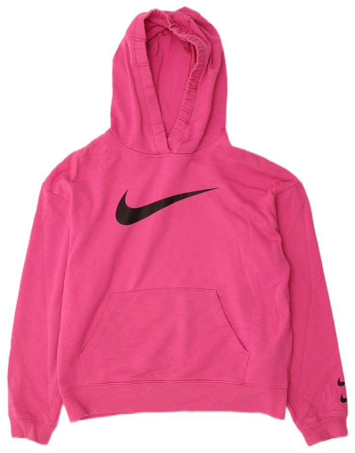 Nike Womens Graphic Oversized Hoodie Pullover UK 10 Small Rosa Baumwolle