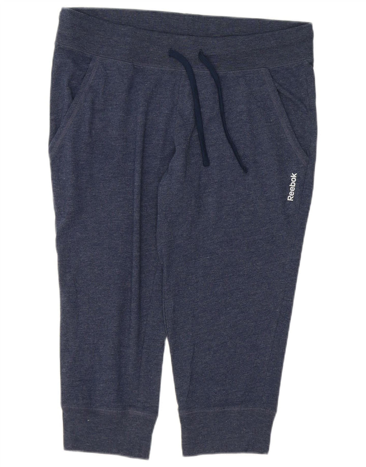 REEBOK Womens Capri Tracksuit Trousers Joggers UK 12 Medium Navy Blue