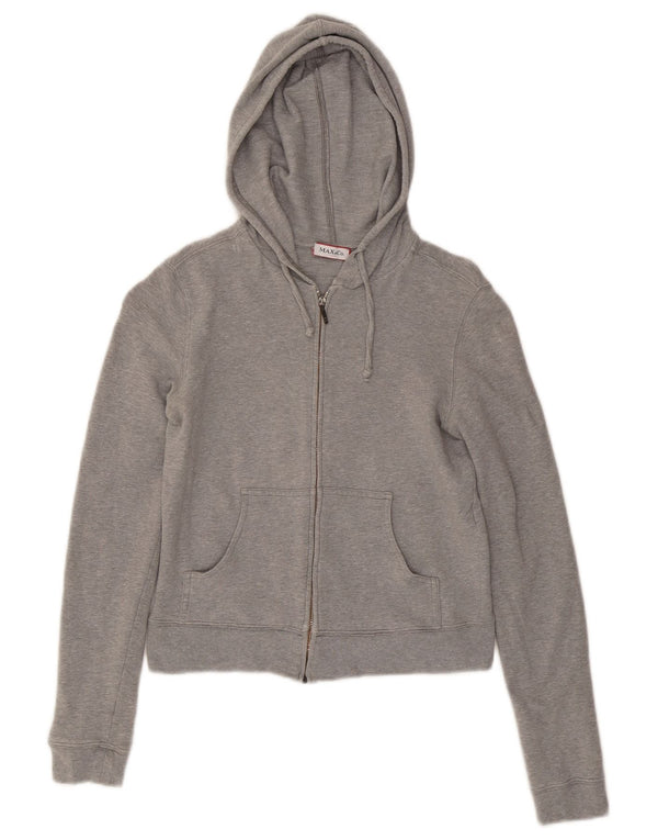 Max & Co. Damen Crop Zip Hoodie Pullover UK 8 Small Grau Baumwolle