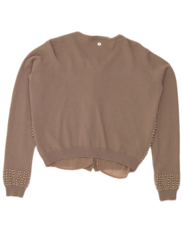 Simona Barbieri Damen Twin-Set Cardigan Pullover UK 16 Large Grau gepunktet