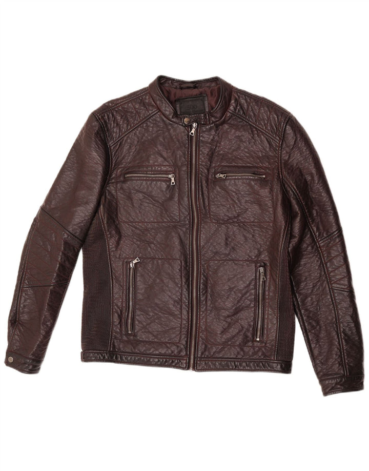 Maison Cinqcent Damen Kunstlederjacke UK 18 XL Kastanienbraunes Polyurethan