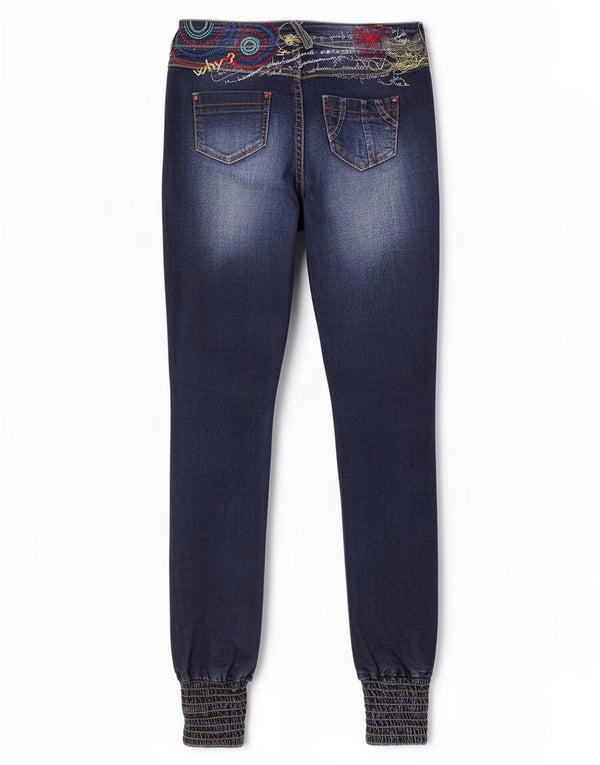 Desigual Damen Graphic Skinny Jeans W28 L34 Marineblau Geometrisch Bohemian