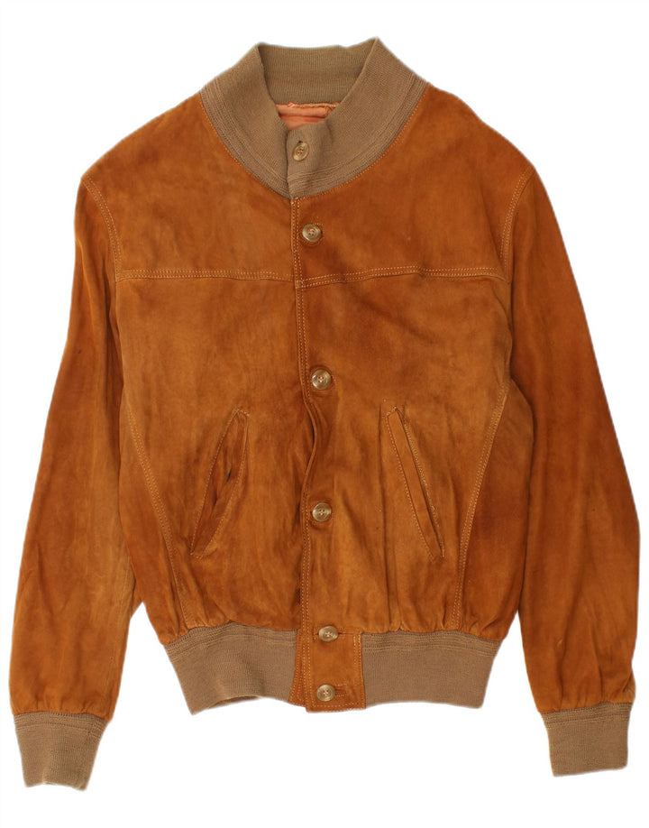 Vintage Herren Wildleder Bomberjacke IT 50 Large Braun