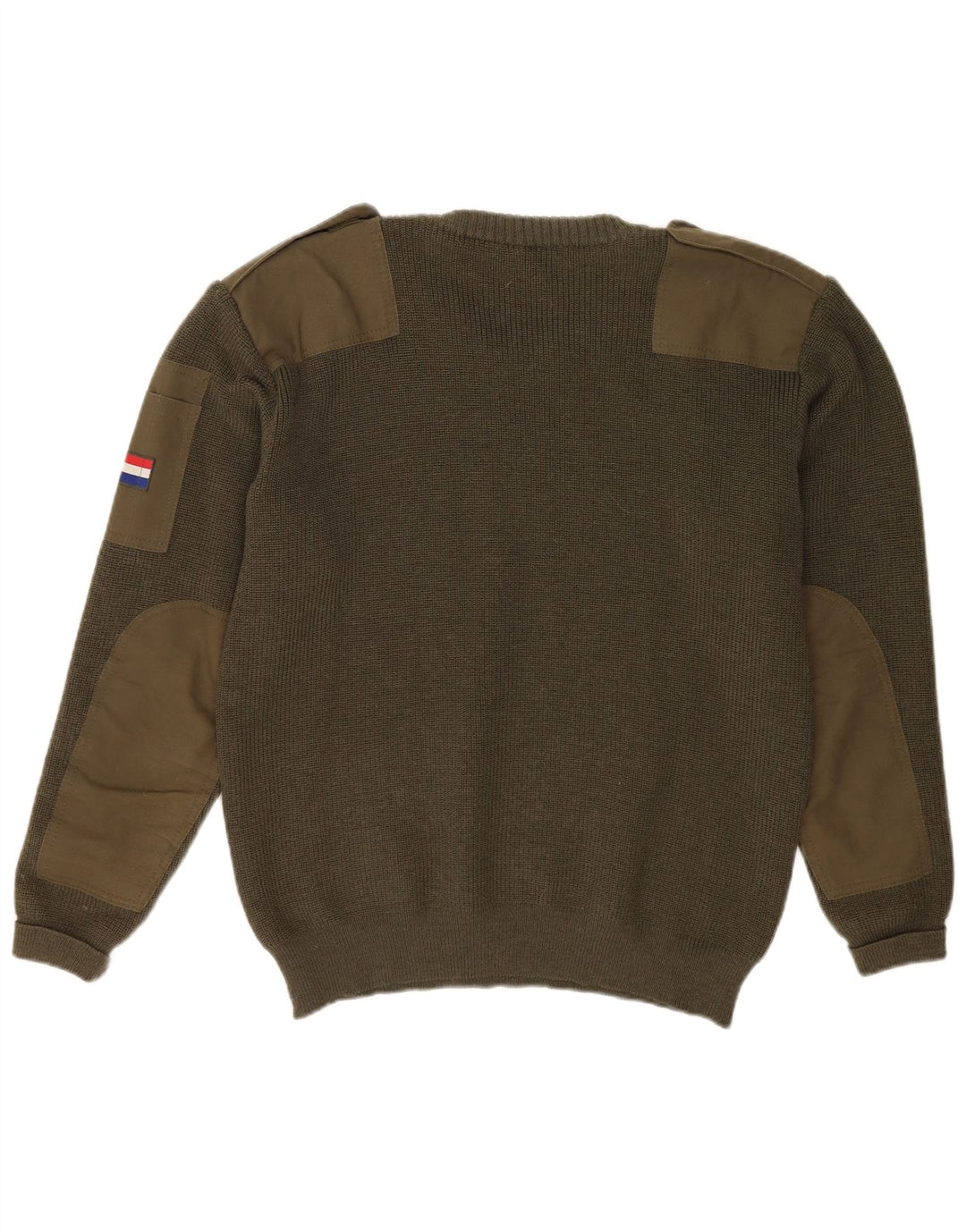 VINTAGE Herren Militär-Pullover mit Rundhalsausschnitt, große Khaki-Schurwolle