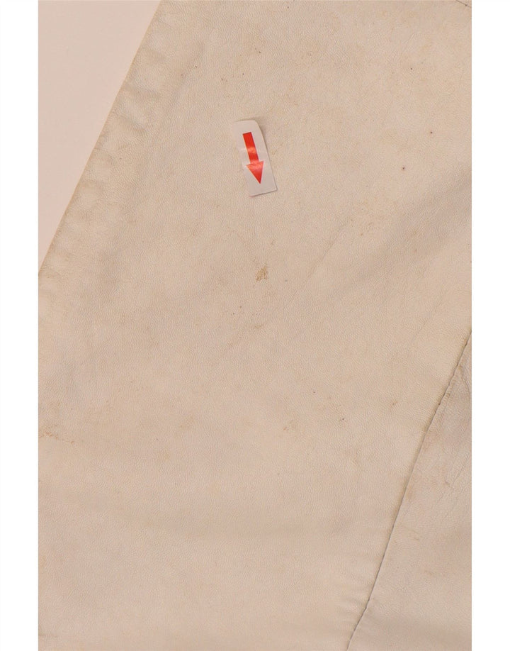 Vintage Damen Leder 2-teiliges Rock-Set UK 12 Medium W26 Off White