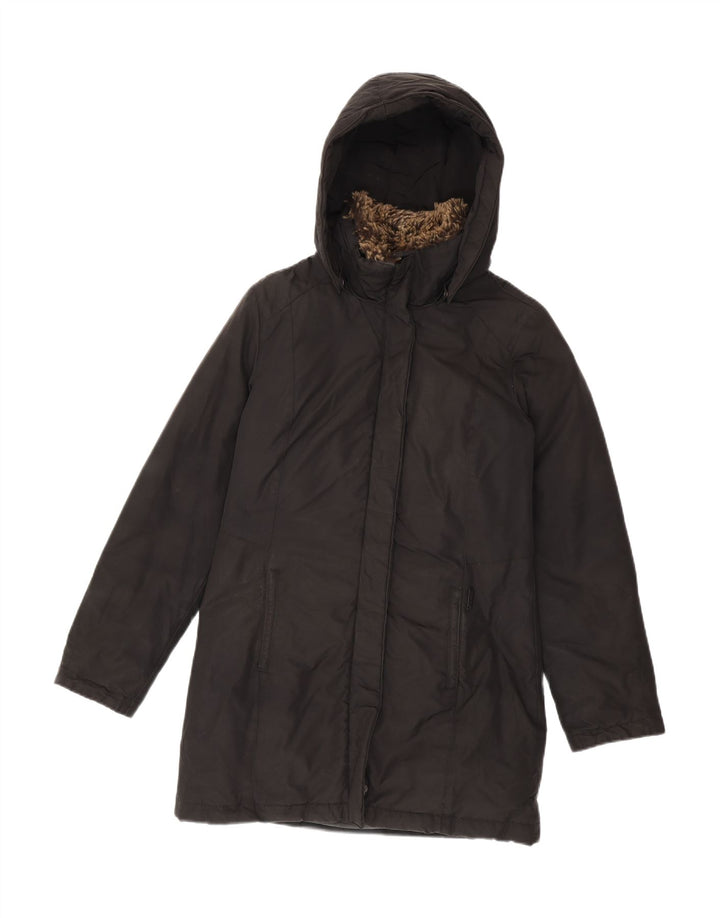 Woolrich Wattierter Damenmantel mit Kapuze, UK 10, Größe S, Schwarz, Polyester