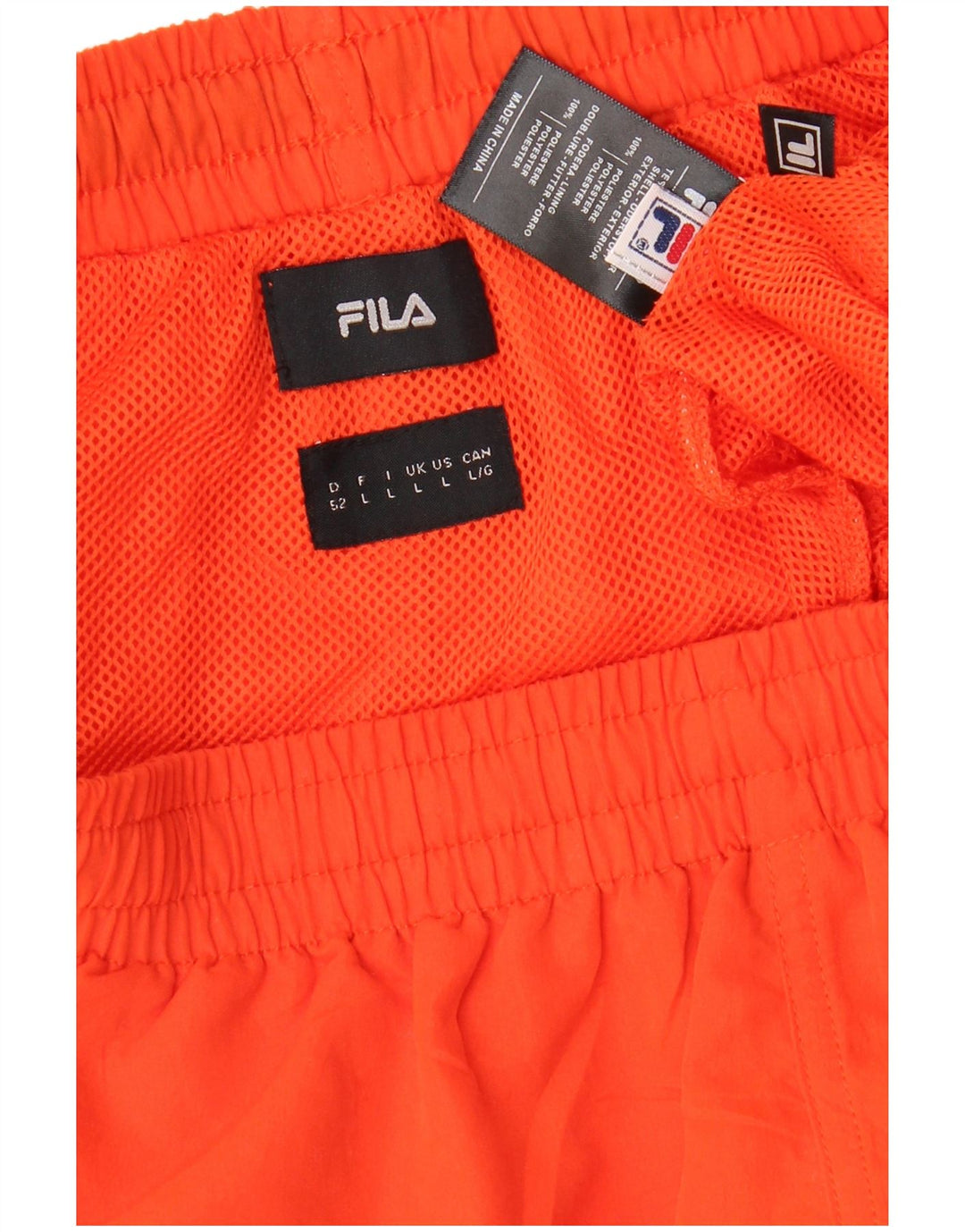 FILA Herren-Badeshorts, groß, orangefarbenes Farbblock-Polyester