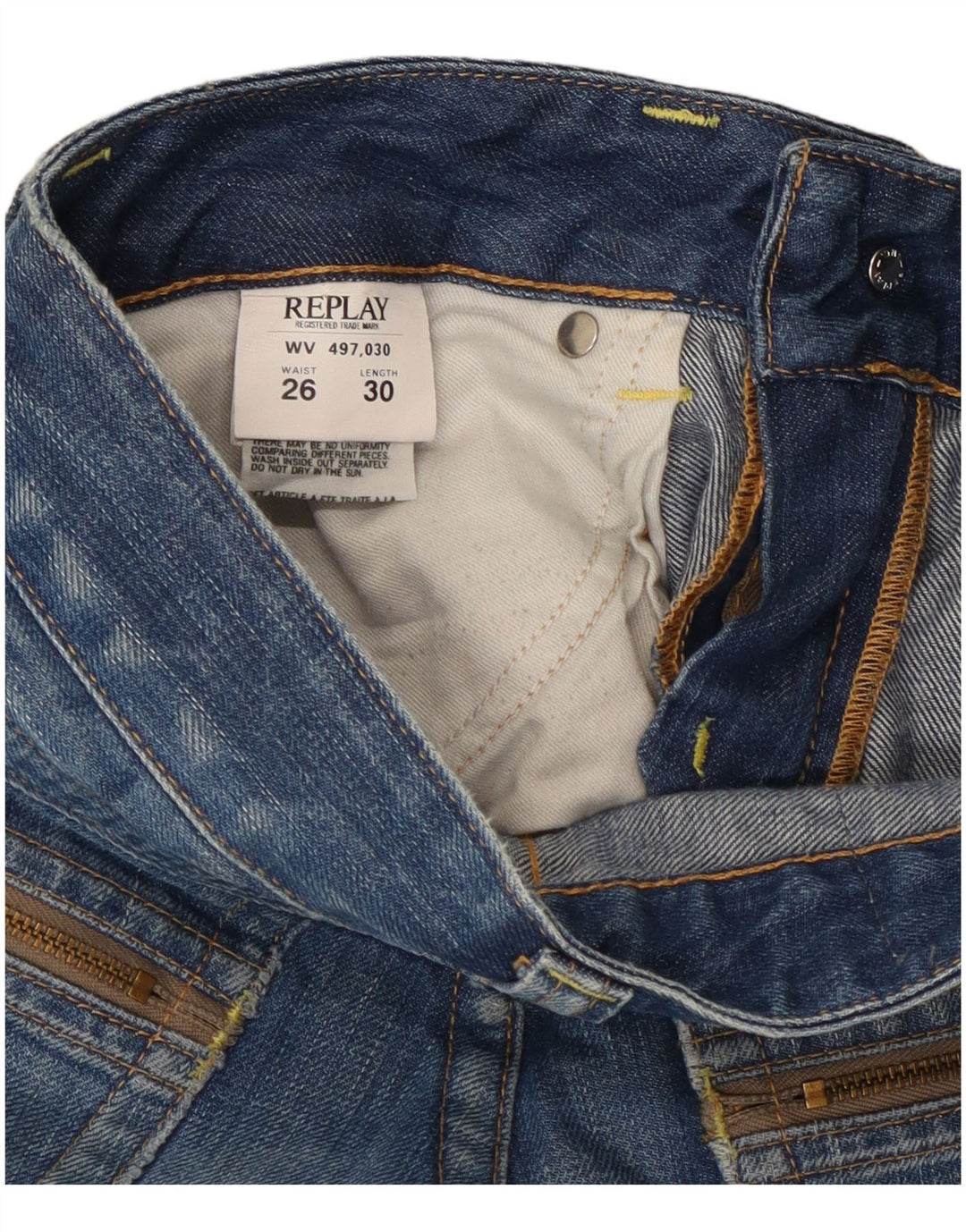 Replay Damen Straight Jeans W26 L30 Blaue Baumwolle
