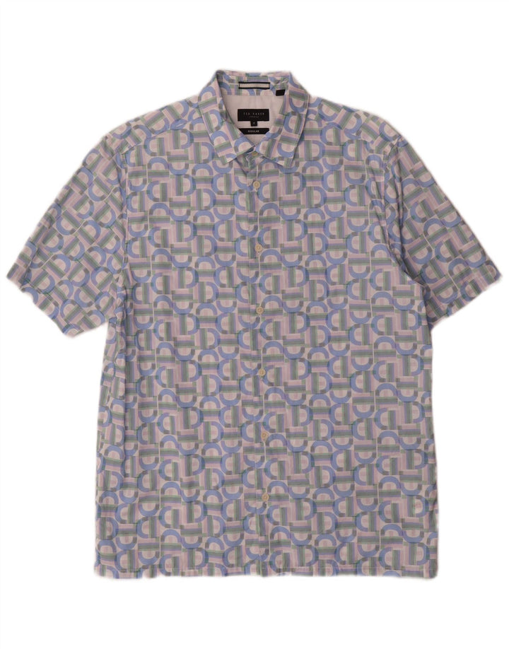 Ted Baker Herren-Kurzarmhemd, Größe 4, groß, mehrfarbig, geometrisch