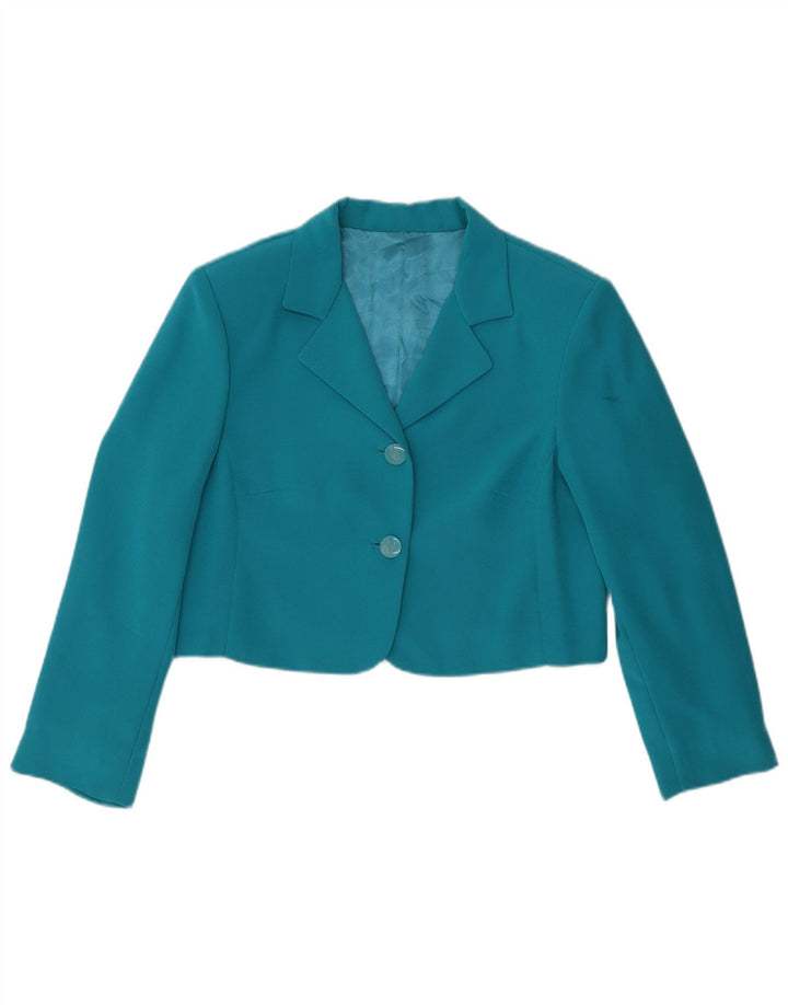 Vintage Damen Crop Blazer Jacke UK 12 Mittelblau