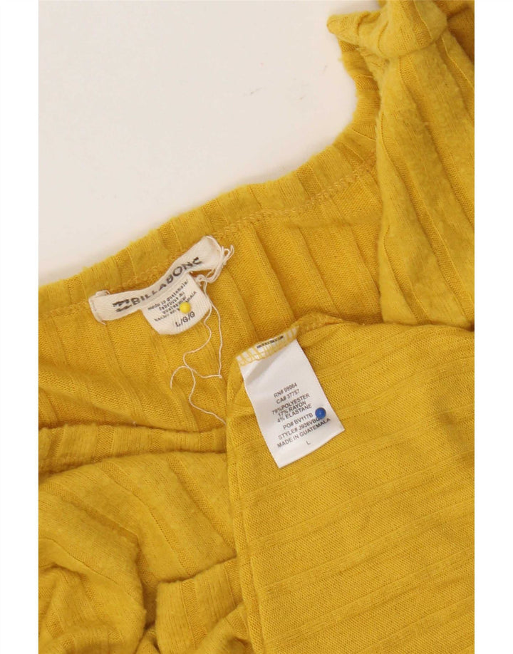 Billabong Damen Top Langarm UK 16 Large Gelb Polyester