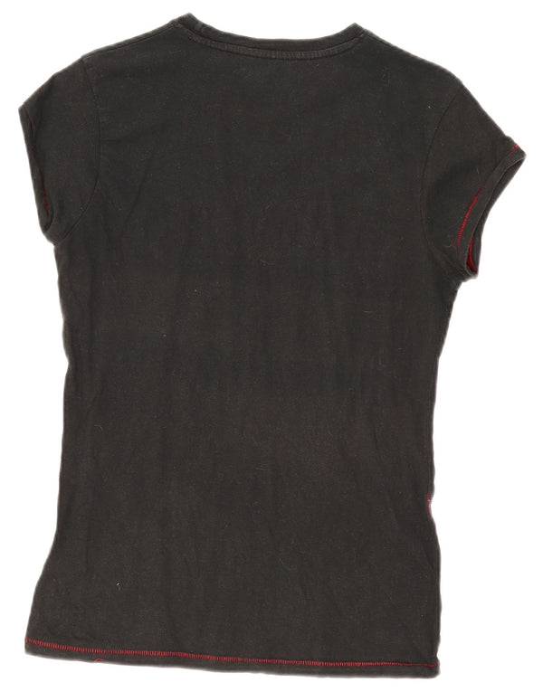 Hard Rock Cafe Damen Grafik-T-Shirt-Oberteil UK 14 Large Schwarz Baumwolle