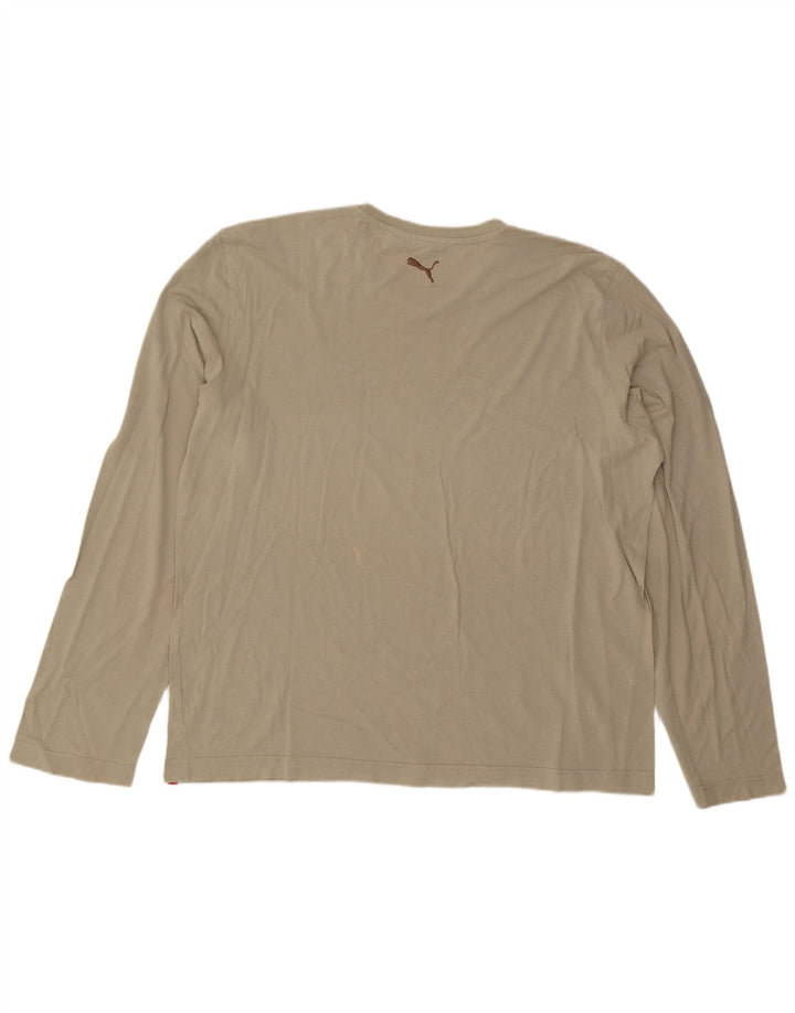 Puma Herren Graphic Top Langarm 2XL Beige Baumwolle