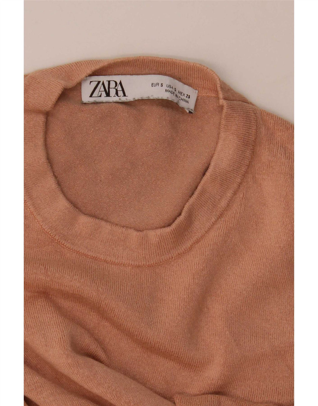 Zara Damen-Pullover mit Rundhalsausschnitt, Gr. 8, Braun