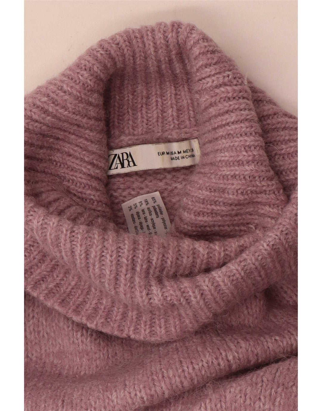 Zara Damen-Pullover mit Rollkragen, übergroß, UK 14, Mittelrosa, Polyester