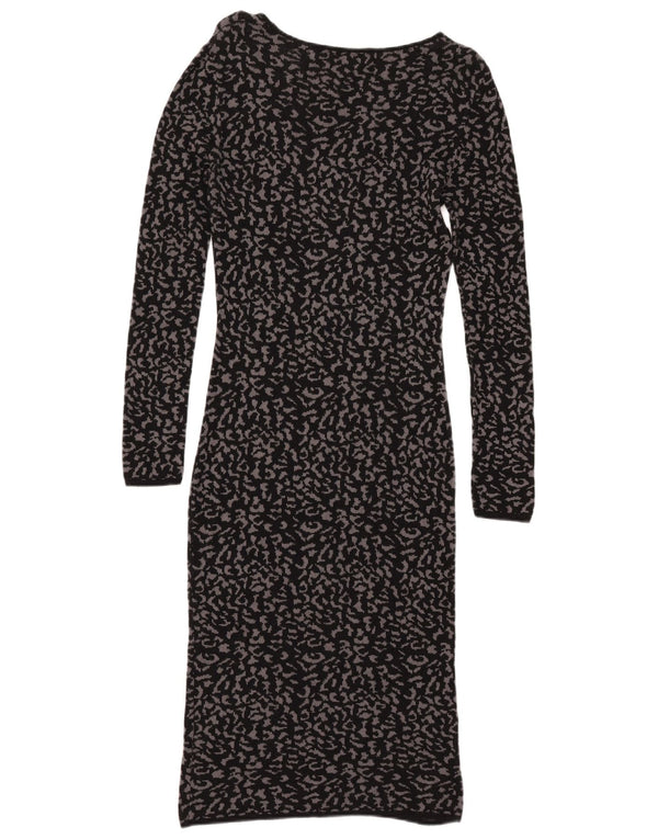 Oasis Langarm-Pulloverkleid für Damen, UK 12, Mittelschwarz, Tiermuster