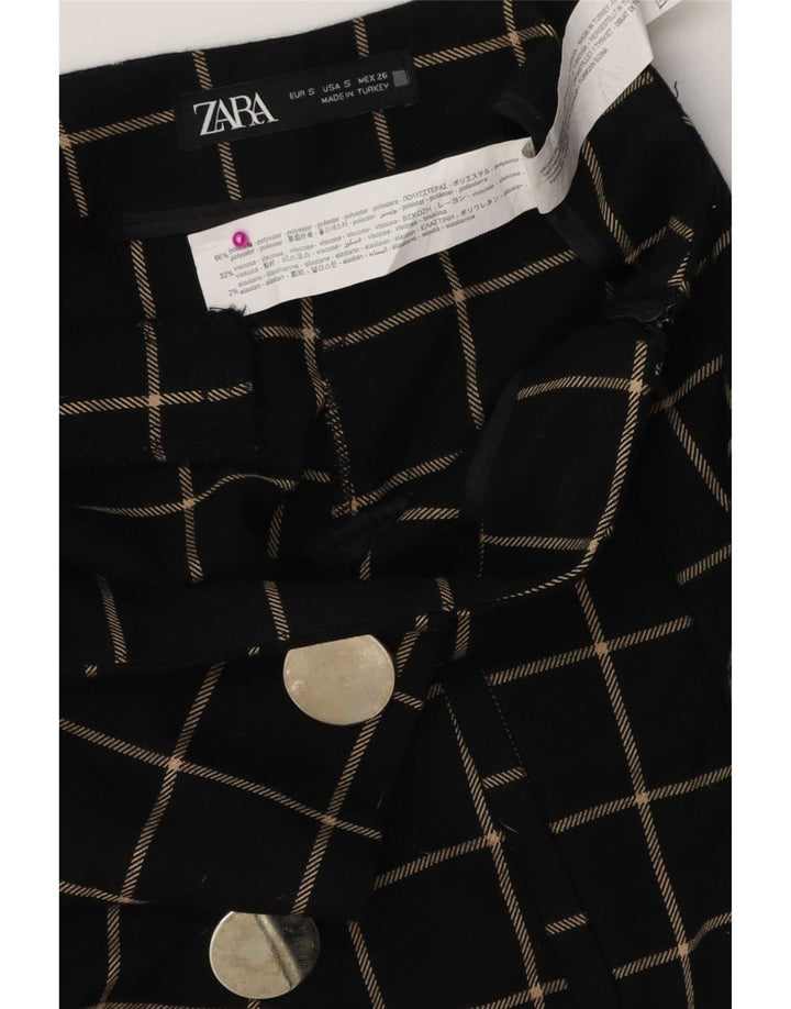 Zara Damen Freizeitshorts Small W26 Schwarz kariertes Polyester