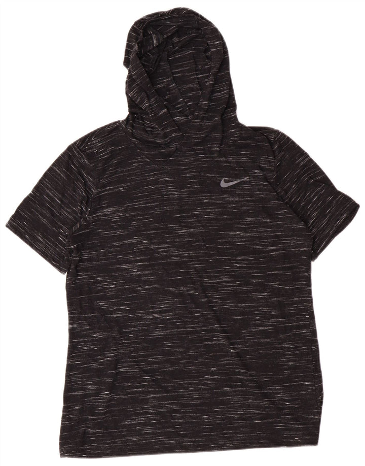 Nike Damen-T-Shirt mit Kapuze, UK 14, Mittelschwarz geflecktes Polyester
