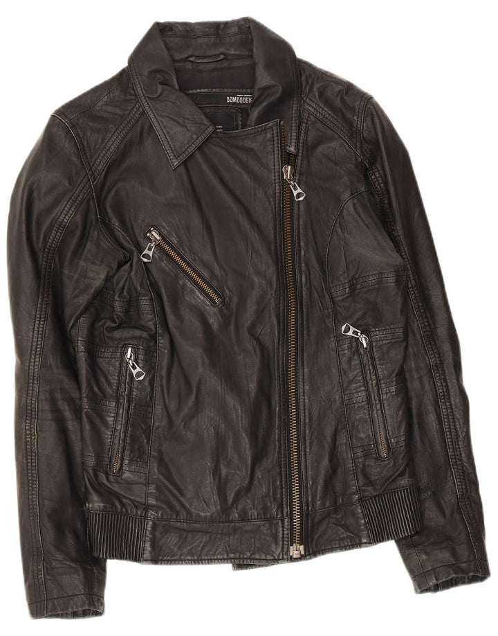 Bomboogie Damen Leder Bikerjacke UK 14 Medium Schwarz