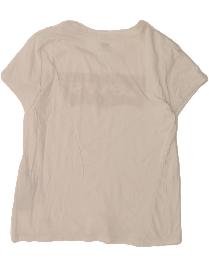 LEVI'S Womens Graphic T-Shirt Top UK 12 Medium White Cotton Vintage Levi's and Second-Hand Levi's from Messina Hembry 
