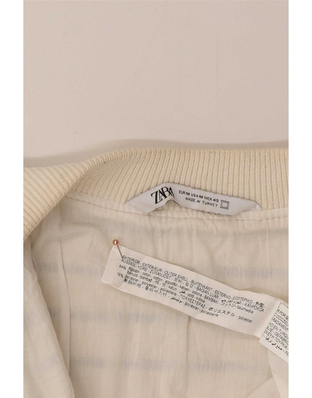 Zara Herren-Cardigan-Pullover aus mittelweiß gestreifter Baumwolle