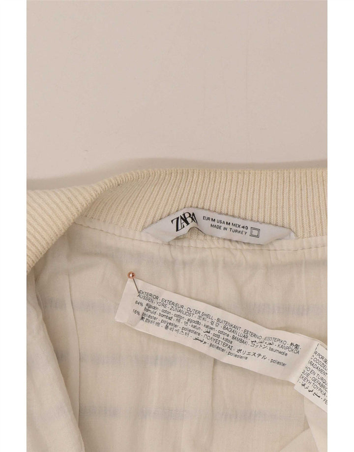 Zara Herren-Cardigan-Pullover aus mittelweiß gestreifter Baumwolle