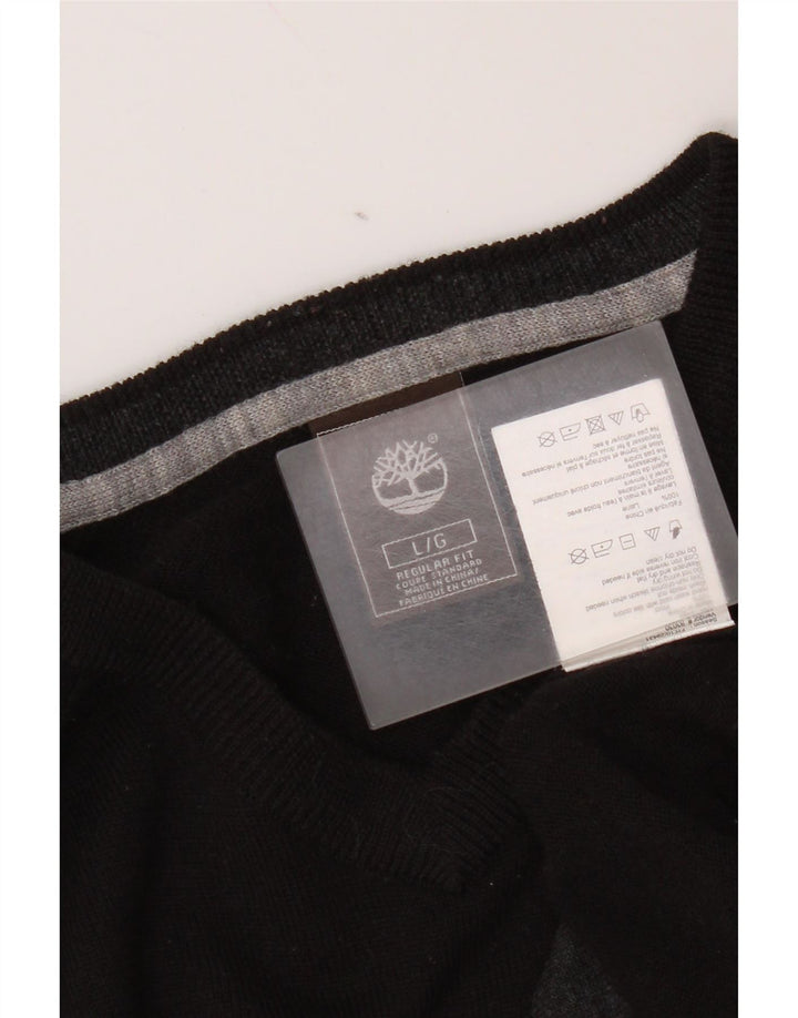 Timberland Herren-Pullover mit normaler Passform, V-Ausschnitt, große schwarze Wolle