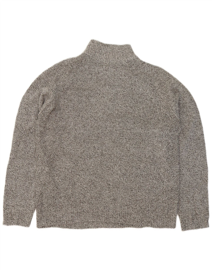 Marks & Spencer Herren-Pullover mit Reißverschluss am Hals, Mittelgrau meliert