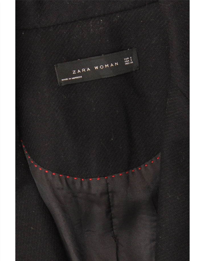 ZARA Womens Overcoat UK 10 Small Black