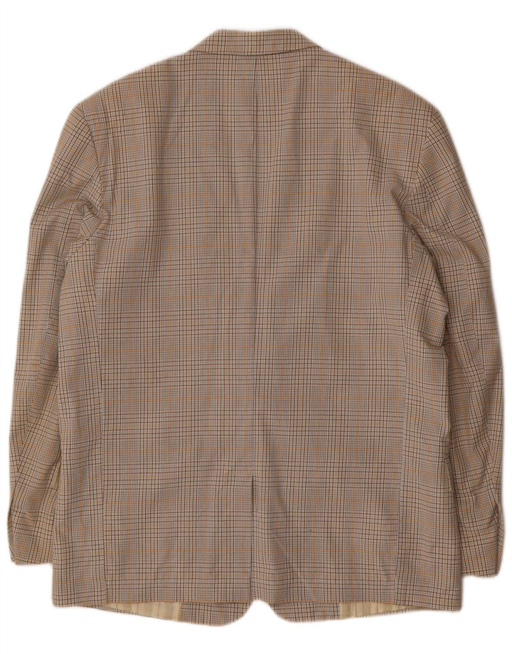 Stefanel Herren-Blazer mit 2 Knöpfen, IT 48, mittelbeige, karierte Baumwolle